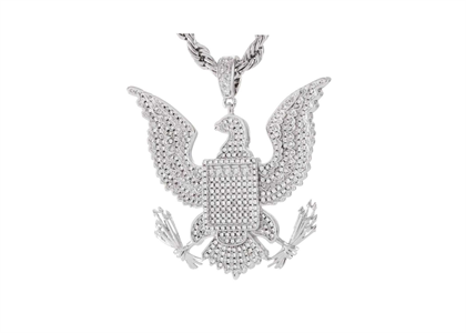 Rhodium Plated Iced Out Exec Pendant